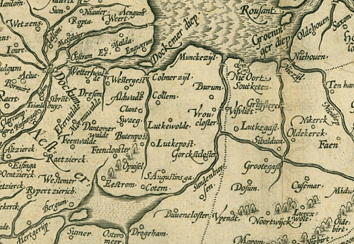 Kaart eind 16e eeuw